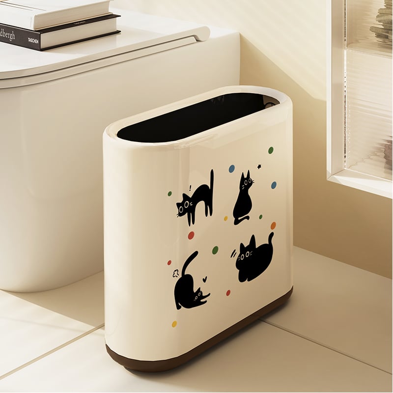 Ovalus vonios kambario šiukšlių dėklas, animacinio filmo dizainas, 12 L talpa, be dangčio, iš popieriaus