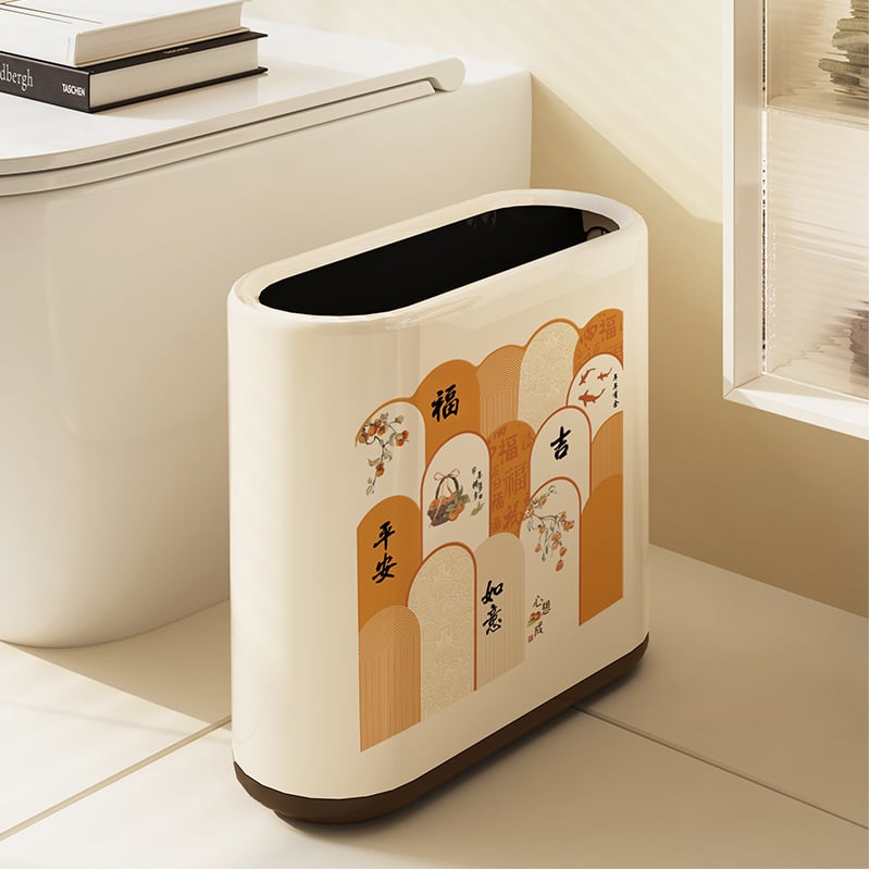 Ovalus vonios kambario šiukšlių dėklas, animacinio filmo dizainas, 12 L talpa, be dangčio, iš popieriaus