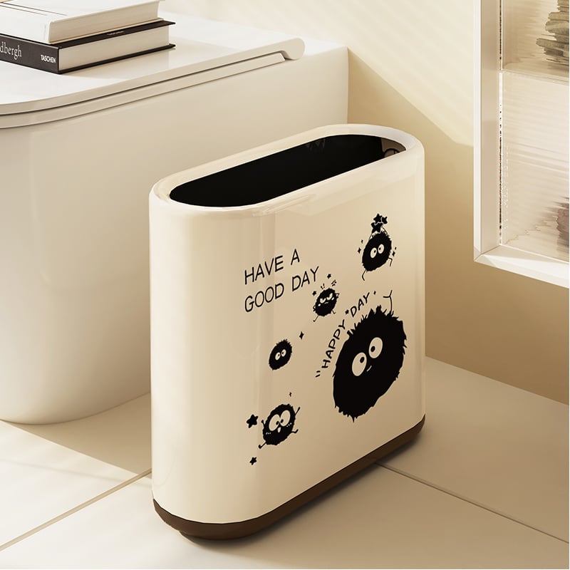 Ovalus vonios kambario šiukšlių dėklas, animacinio filmo dizainas, 12 L talpa, be dangčio, iš popieriaus