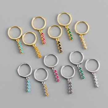 Овеци S925 стерлингово сребро с кръгъл геометричен дизайн и цирконии за жени