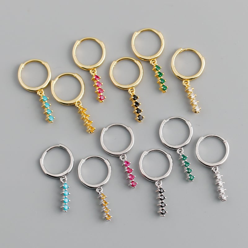 Овеци S925 стерлингово сребро с кръгъл геометричен дизайн и цирконии за жени