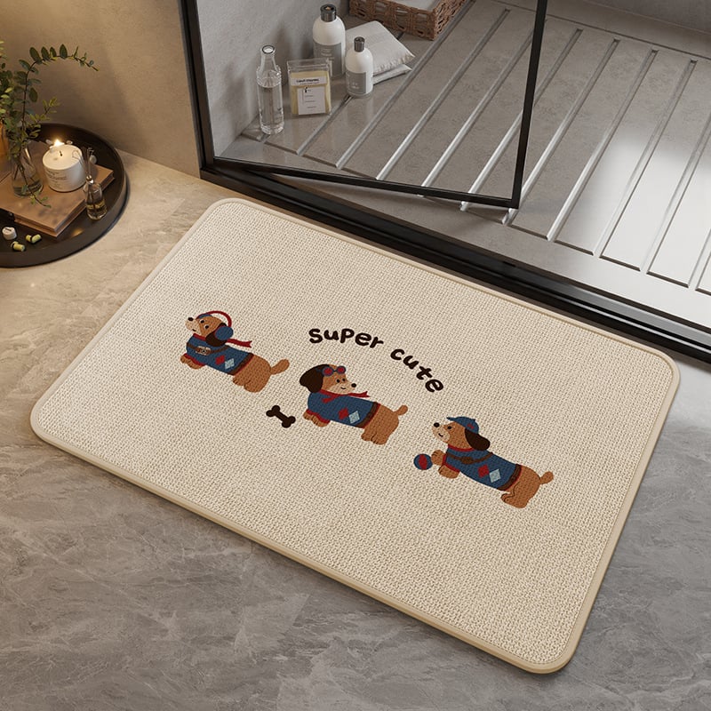 Covoraș de baie din in – pătrat, cu modele cartoon/geometrice/animale drăguțe, spălare manuală, personalizabil