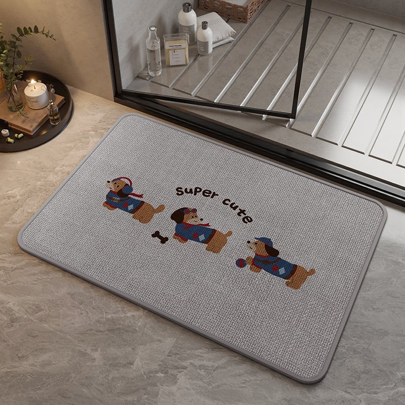 Covoraș de baie din in – pătrat, cu modele cartoon/geometrice/animale drăguțe, spălare manuală, personalizabil