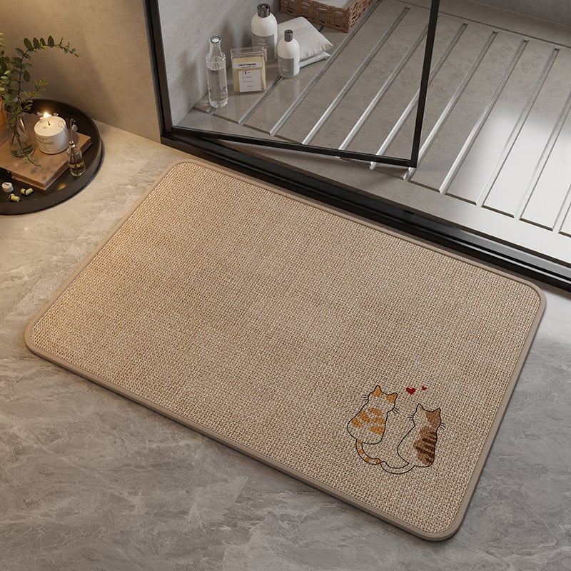 Covoraș de baie din in – pătrat, cu modele cartoon/geometrice/animale drăguțe, spălare manuală, personalizabil