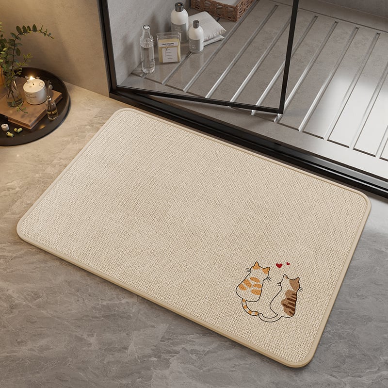 Covoraș de baie din in – pătrat, cu modele cartoon/geometrice/animale drăguțe, spălare manuală, personalizabil