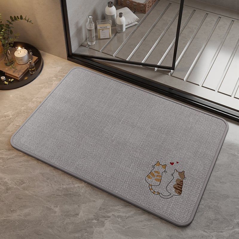 Covoraș de baie din in – pătrat, cu modele cartoon/geometrice/animale drăguțe, spălare manuală, personalizabil