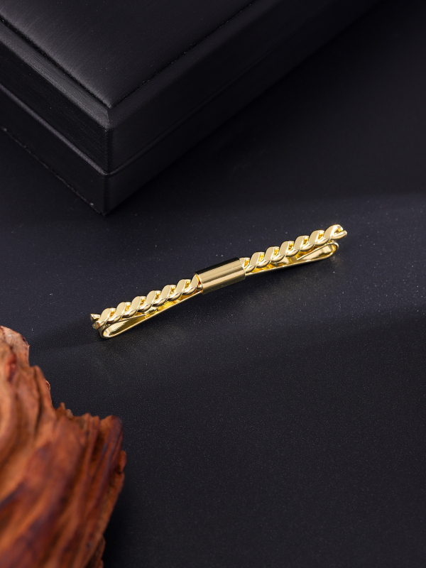 Клип за яка – меден, прост унисекс стил, геометрична форма, електропокритие