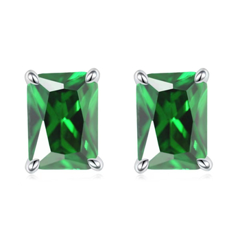 Γυναικεία σκουλαρίκια με γεωμετρικό ορθογώνιο σχέδιο, από χαλκό, με ζιρκόν ενθέτο