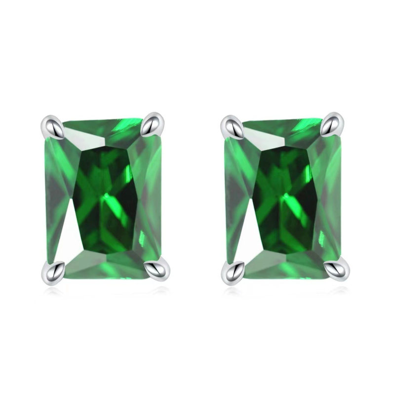 Γυναικεία σκουλαρίκια με γεωμετρικό ορθογώνιο σχέδιο, από χαλκό, με ζιρκόν ενθέτο