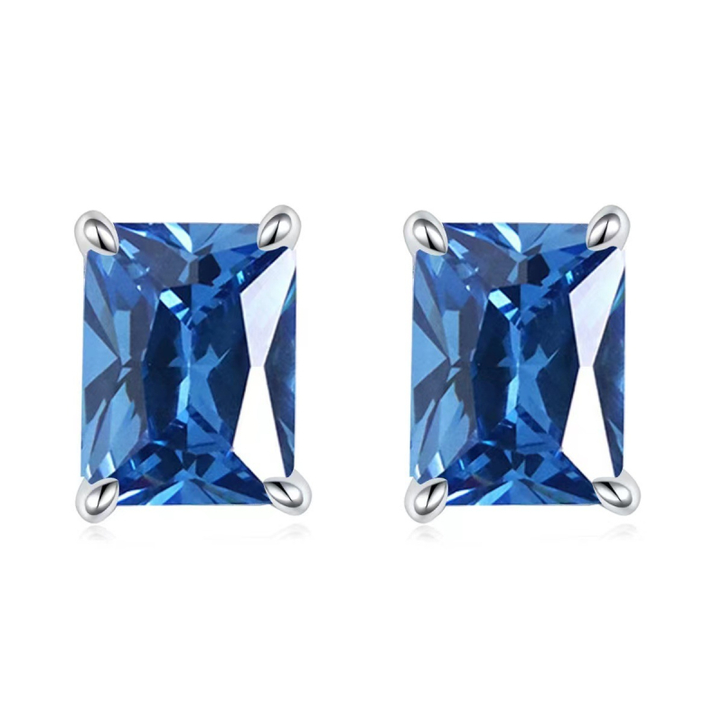 Γυναικεία σκουλαρίκια με γεωμετρικό ορθογώνιο σχέδιο, από χαλκό, με ζιρκόν ενθέτο