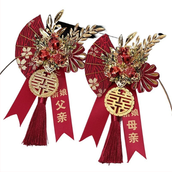 Vestuvinis korsago komplektas nuotakai, jaunikliui ir šeimai — lydinys, kinų stilius