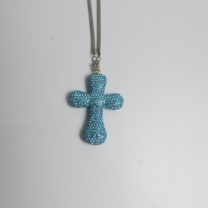 Висулка за интериор на автомобил от неръждаема стомана, прост стил, кръст с диаманти за декорация