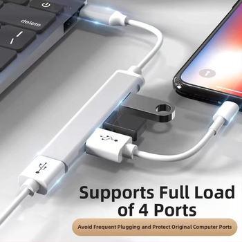 Pinyue USB-C hub, 4-u-1 USB 3.0 docking stanica, kabel duljine 19,4 cm, napajanje preko USB