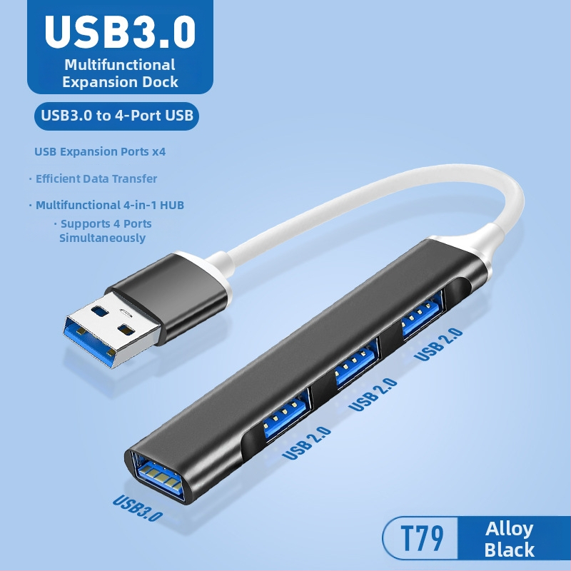 Pinyue USB-C hub, 4-u-1 USB 3.0 docking stanica, kabel duljine 19,4 cm, napajanje preko USB