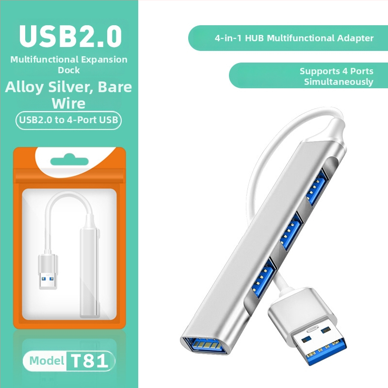 Pinyue USB-C hub, 4-u-1 USB 3.0 docking stanica, kabel duljine 19,4 cm, napajanje preko USB