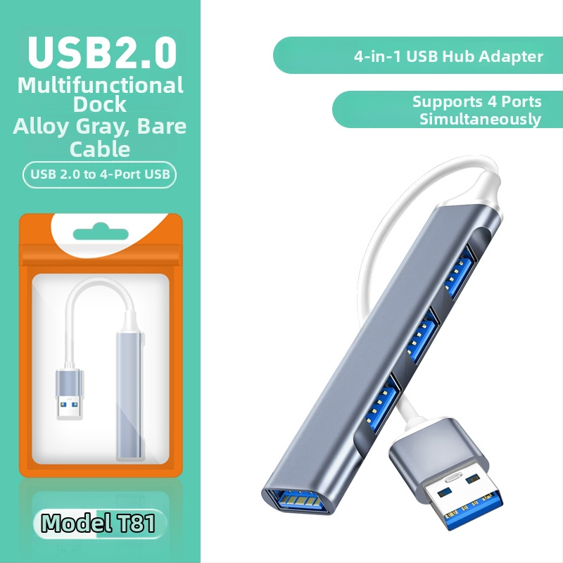 Pinyue USB-C hub, 4-u-1 USB 3.0 docking stanica, kabel duljine 19,4 cm, napajanje preko USB