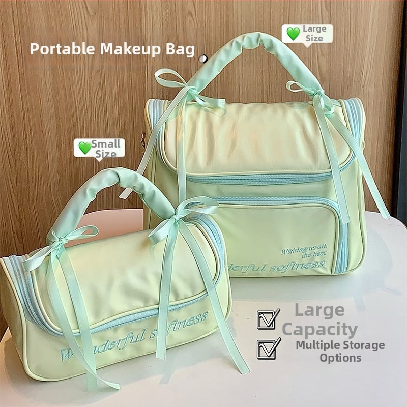 Geantă de makeup cu capacitate mare și compartimente separate, pentru călătorii de agrement, din poliester, închidere cu fermoar, pentru femei