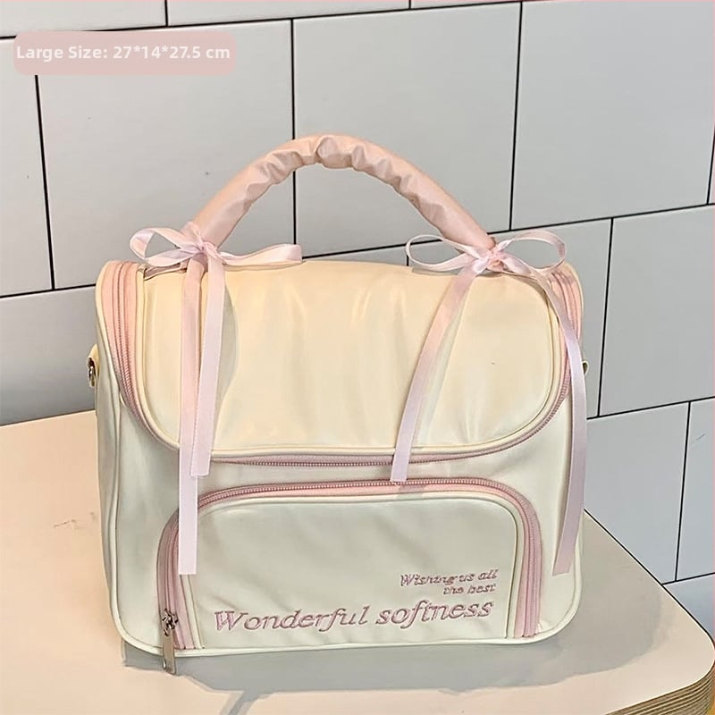 Geantă de makeup cu capacitate mare și compartimente separate, pentru călătorii de agrement, din poliester, închidere cu fermoar, pentru femei