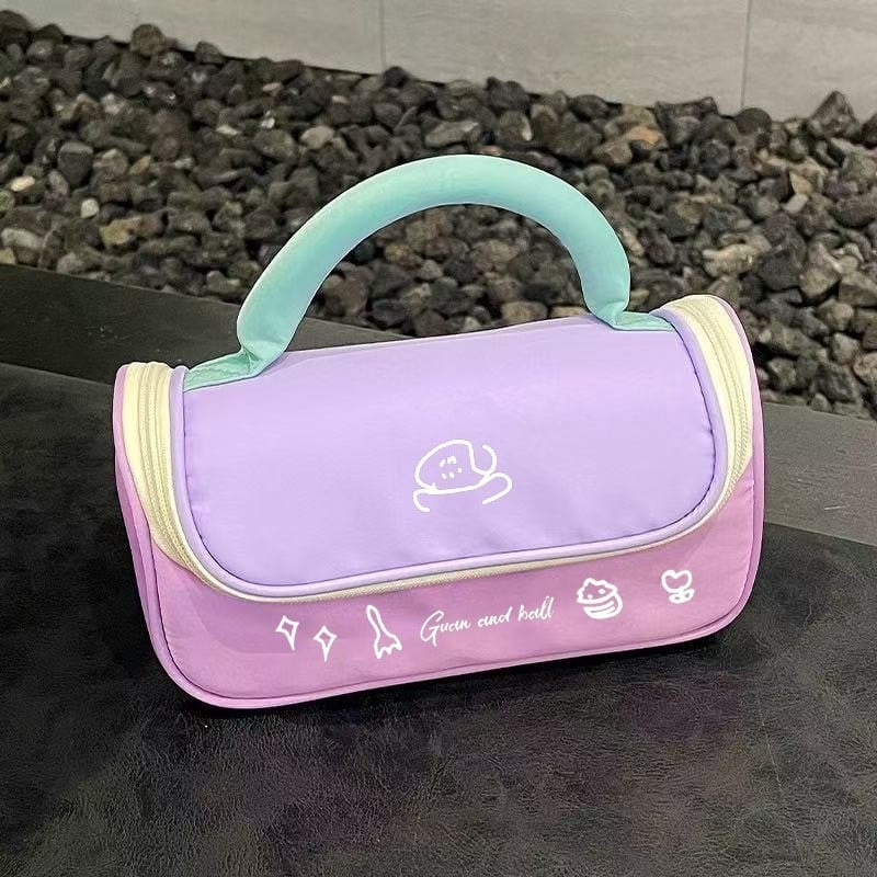 Geantă de makeup cu capacitate mare și compartimente separate, pentru călătorii de agrement, din poliester, închidere cu fermoar, pentru femei