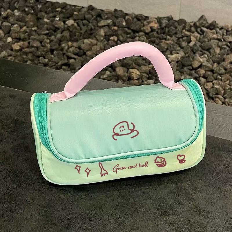 Geantă de makeup cu capacitate mare și compartimente separate, pentru călătorii de agrement, din poliester, închidere cu fermoar, pentru femei