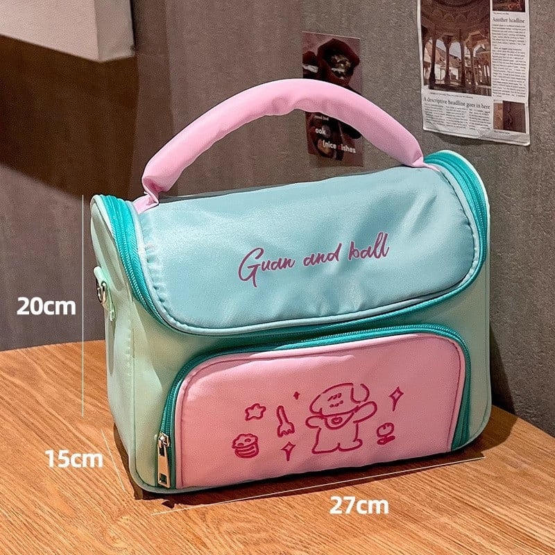 Geantă de makeup cu capacitate mare și compartimente separate, pentru călătorii de agrement, din poliester, închidere cu fermoar, pentru femei