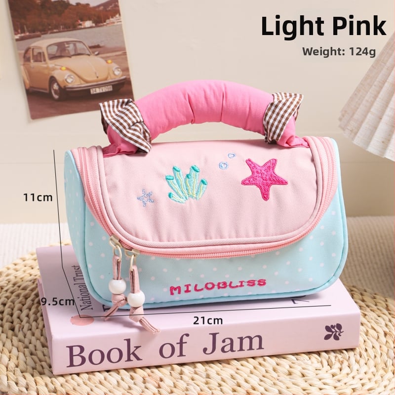 Geantă de makeup cu capacitate mare și compartimente separate, pentru călătorii de agrement, din poliester, închidere cu fermoar, pentru femei