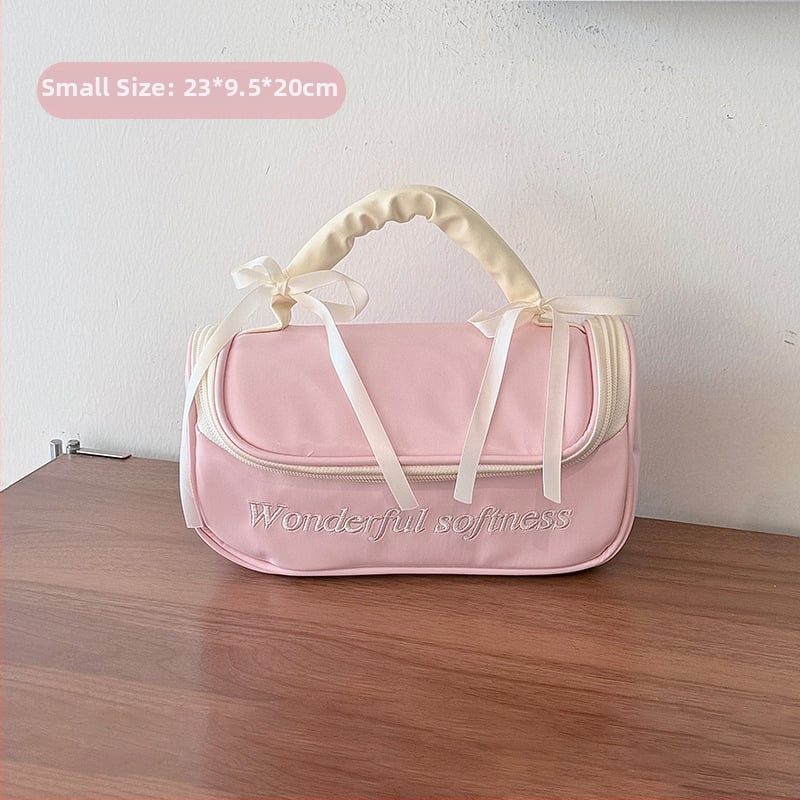 Geantă de makeup cu capacitate mare și compartimente separate, pentru călătorii de agrement, din poliester, închidere cu fermoar, pentru femei