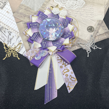 Брошка панделка с трилистен мотив, сладък свеж стил, изработена от плат, украсена с камъни, декоративна и фиксирана, пролет 2025