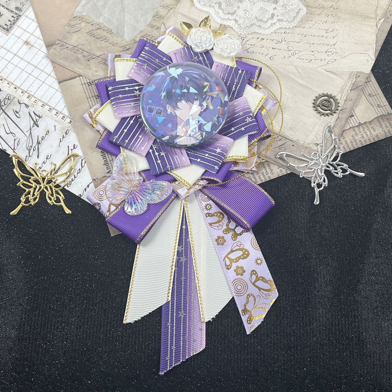 Брошка панделка с трилистен мотив, сладък свеж стил, изработена от плат, украсена с камъни, декоративна и фиксирана, пролет 2025