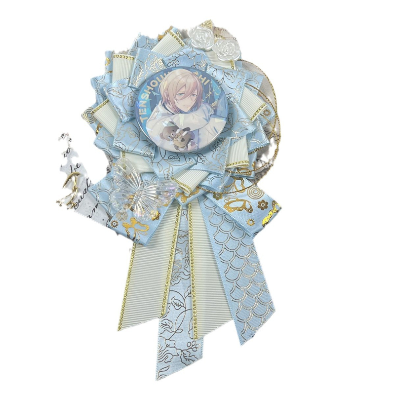 Брошка панделка с трилистен мотив, сладък свеж стил, изработена от плат, украсена с камъни, декоративна и фиксирана, пролет 2025