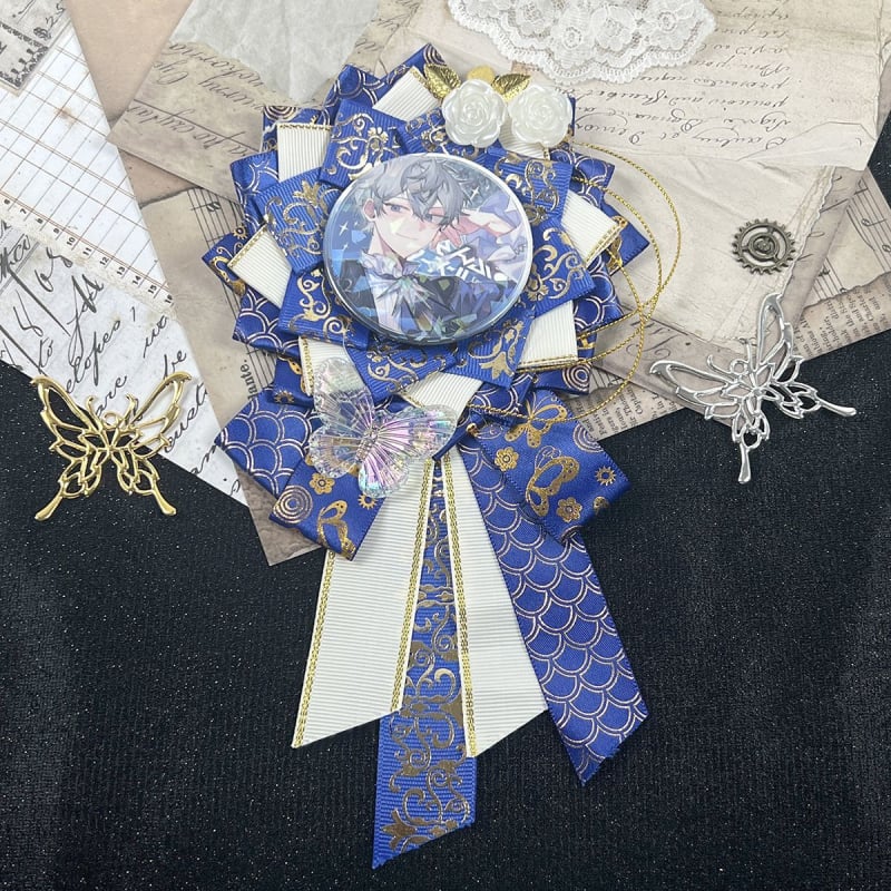 Брошка панделка с трилистен мотив, сладък свеж стил, изработена от плат, украсена с камъни, декоративна и фиксирана, пролет 2025