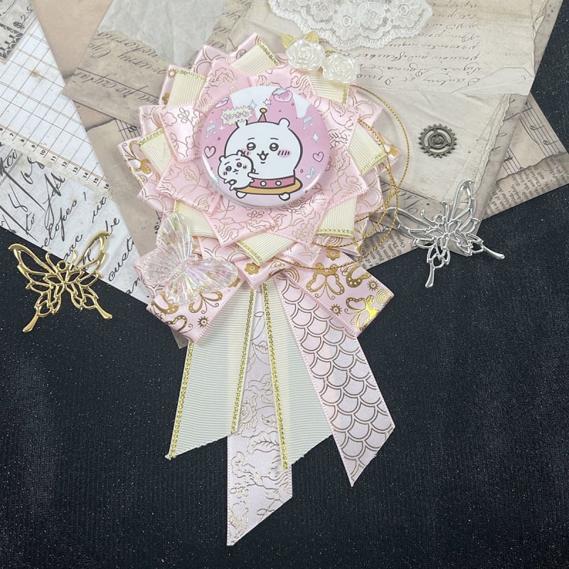 Брошка панделка с трилистен мотив, сладък свеж стил, изработена от плат, украсена с камъни, декоративна и фиксирана, пролет 2025