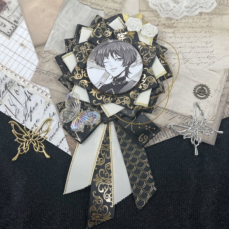 Брошка панделка с трилистен мотив, сладък свеж стил, изработена от плат, украсена с камъни, декоративна и фиксирана, пролет 2025