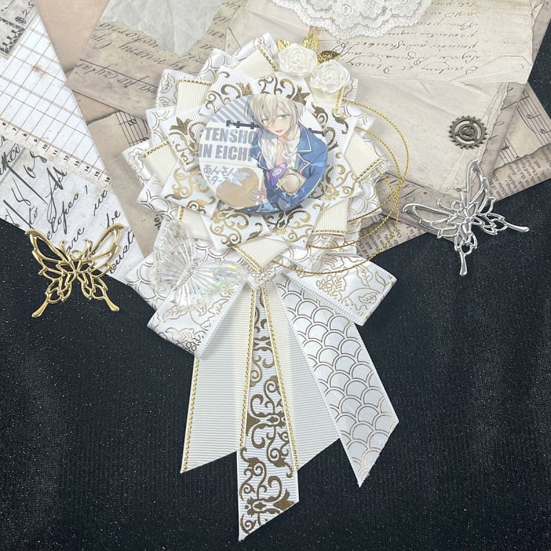 Брошка панделка с трилистен мотив, сладък свеж стил, изработена от плат, украсена с камъни, декоративна и фиксирана, пролет 2025