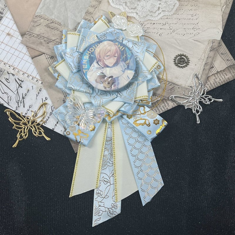 Брошка панделка с трилистен мотив, сладък свеж стил, изработена от плат, украсена с камъни, декоративна и фиксирана, пролет 2025