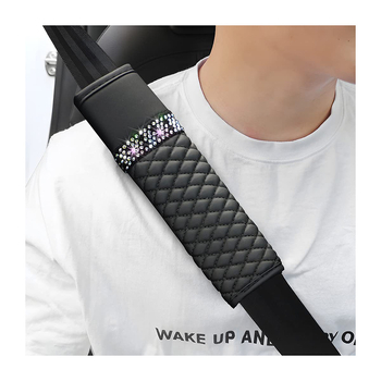 Δερμάτινο κάλυμμα ώμου ζώνης αυτοκινήτου με διαμαντόστρας στρας, τεσσάρων εποχών, καθολικά συμβατό, 55 g, Διαμόρφωση διαθέσιμη