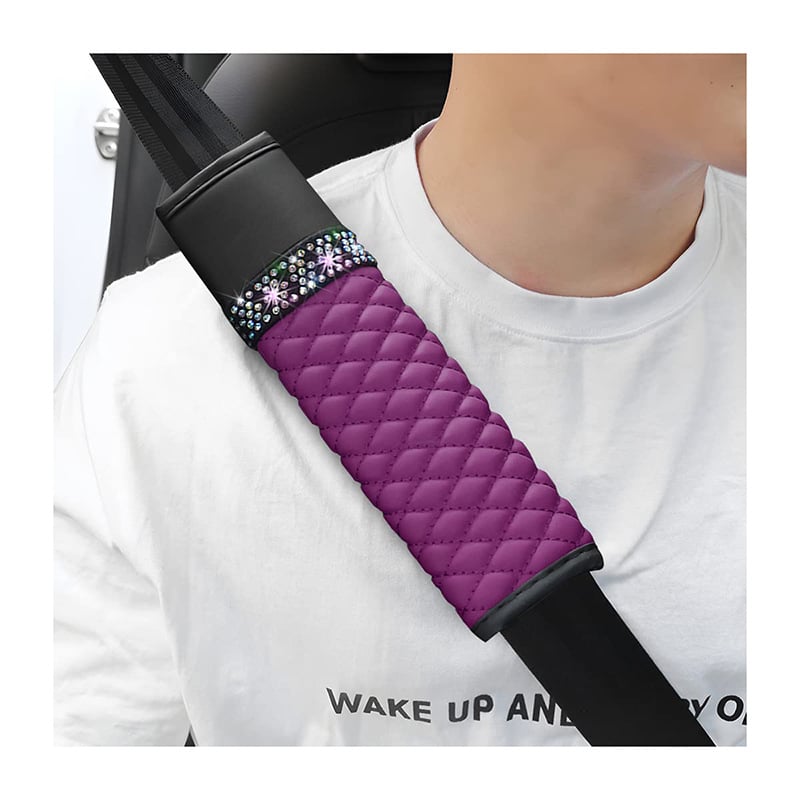 Δερμάτινο κάλυμμα ώμου ζώνης αυτοκινήτου με διαμαντόστρας στρας, τεσσάρων εποχών, καθολικά συμβατό, 55 g, Διαμόρφωση διαθέσιμη