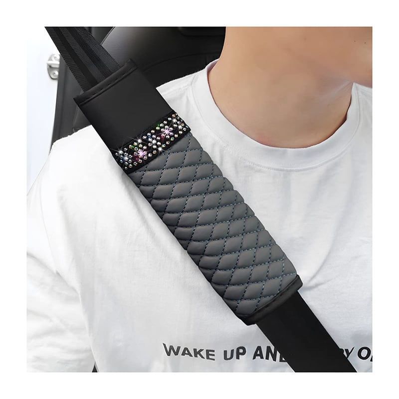 Δερμάτινο κάλυμμα ώμου ζώνης αυτοκινήτου με διαμαντόστρας στρας, τεσσάρων εποχών, καθολικά συμβατό, 55 g, Διαμόρφωση διαθέσιμη