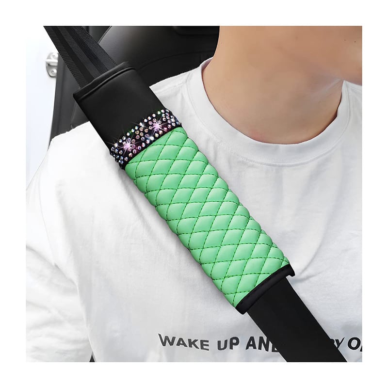 Δερμάτινο κάλυμμα ώμου ζώνης αυτοκινήτου με διαμαντόστρας στρας, τεσσάρων εποχών, καθολικά συμβατό, 55 g, Διαμόρφωση διαθέσιμη