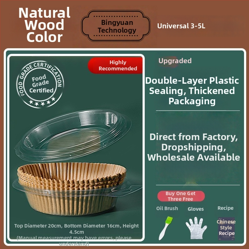 Levegőben süthető sütőpapíros tálca - olajat felszívó papír, élelmiszer-minőségű szilikonpapír, sütőpapír (Anyagok: olajpapír + élelmiszer-minőségű szilikonpapír; Bevonat: élelmiszer-szilikon olaj; Kategória: sütőpapír; Alkalmazások: szállodák, családok, i