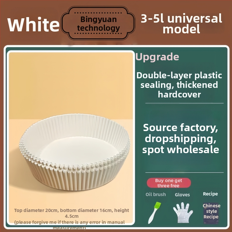 Levegőben süthető sütőpapíros tálca - olajat felszívó papír, élelmiszer-minőségű szilikonpapír, sütőpapír (Anyagok: olajpapír + élelmiszer-minőségű szilikonpapír; Bevonat: élelmiszer-szilikon olaj; Kategória: sütőpapír; Alkalmazások: szállodák, családok, i