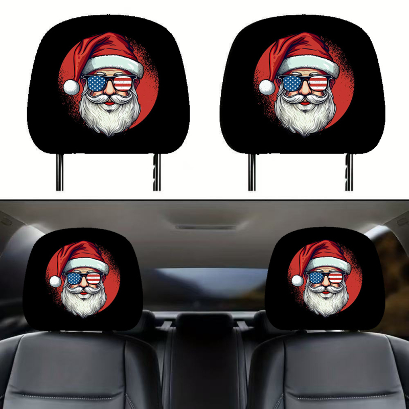 Универсален калъф за облегалка на автомобилна седалка със щампа Дядо Коледа, еластична тъкан, полиестерен пълнеж, минималистичен стил