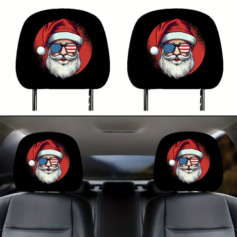 Универсален калъф за облегалка на автомобилна седалка със щампа Дядо Коледа, еластична тъкан, полиестерен пълнеж, минималистичен стил