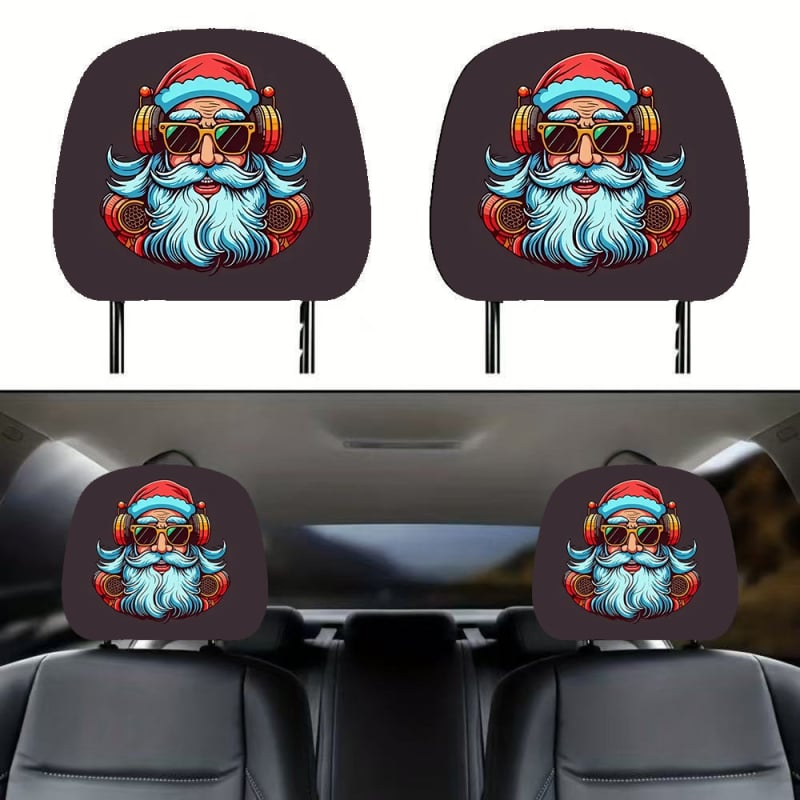 Универсален калъф за облегалка на автомобилна седалка със щампа Дядо Коледа, еластична тъкан, полиестерен пълнеж, минималистичен стил