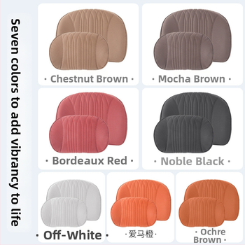 Подглавник за кола с лумбална опора, памет-пяна, изкуствена кожа, райета, универсална съвместимост SYZ