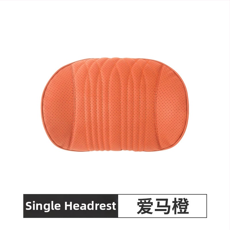 Подглавник за кола с лумбална опора, памет-пяна, изкуствена кожа, райета, универсална съвместимост SYZ