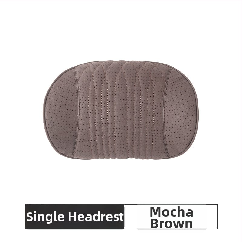 Подглавник за кола с лумбална опора, памет-пяна, изкуствена кожа, райета, универсална съвместимост SYZ