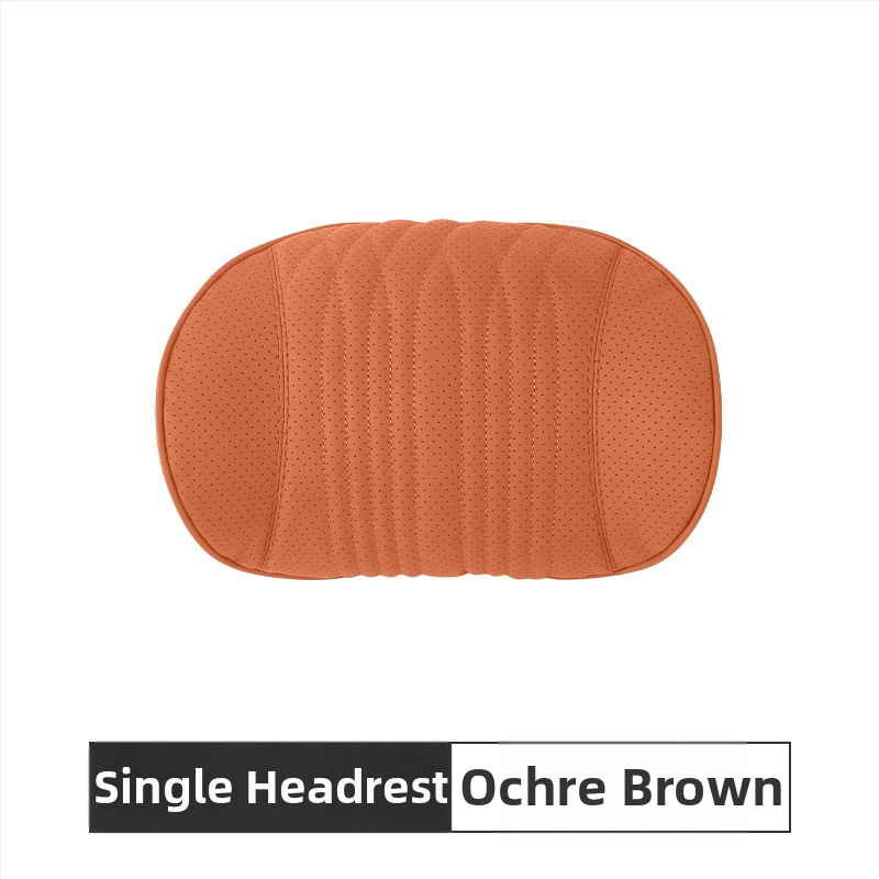 Подглавник за кола с лумбална опора, памет-пяна, изкуствена кожа, райета, универсална съвместимост SYZ