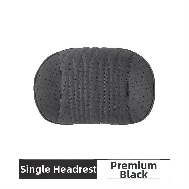 Подглавник за кола с лумбална опора, памет-пяна, изкуствена кожа, райета, универсална съвместимост SYZ