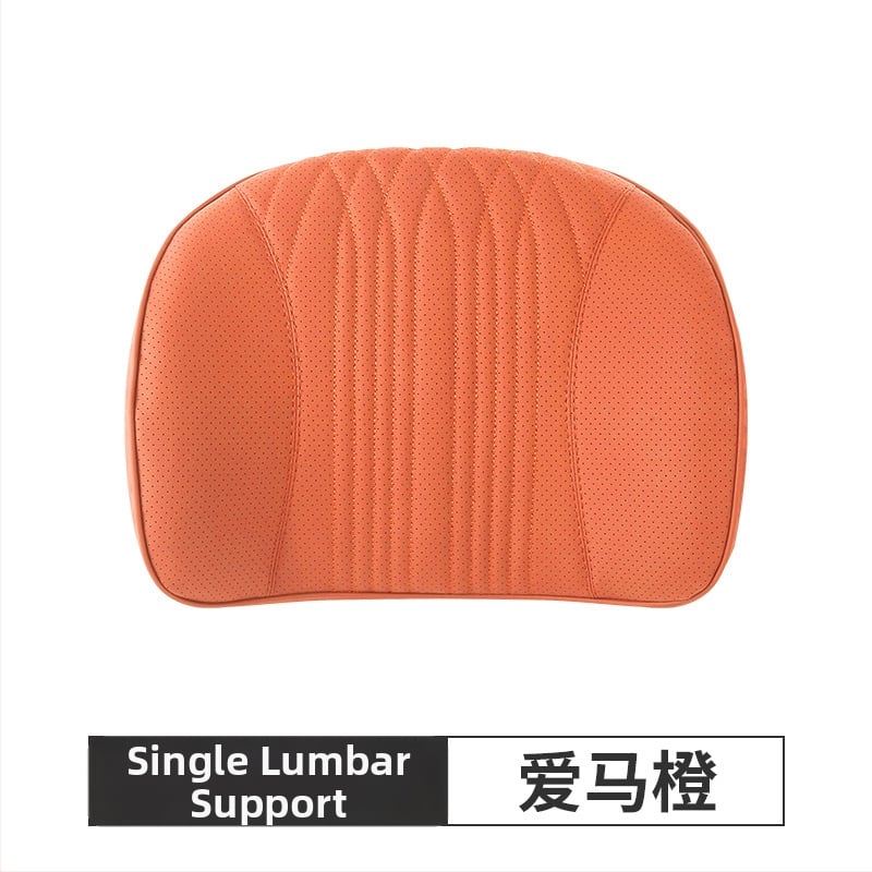 Подглавник за кола с лумбална опора, памет-пяна, изкуствена кожа, райета, универсална съвместимост SYZ